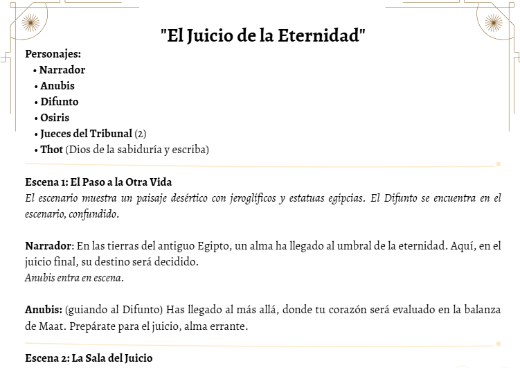 REPRESENTACIÓN TEATRAL ANTIGUO EGIPTO