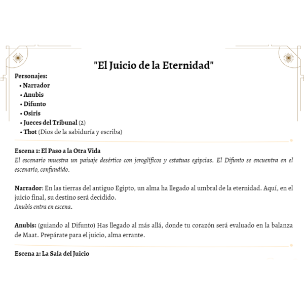 REPRESENTACIÓN TEATRAL ANTIGUO EGIPTO