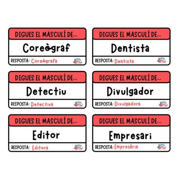 📚 204 targetes autocorrectives SINÒNIMS, ANTÒNIMS, PLURALS, SINGULARS, FEMENINS I MASCULINS.