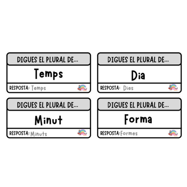 📚 204 targetes autocorrectives SINÒNIMS, ANTÒNIMS, PLURALS, SINGULARS, FEMENINS I MASCULINS.