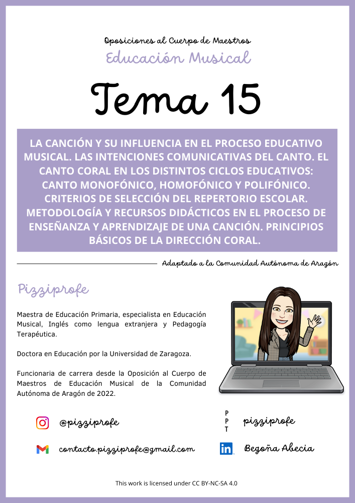 Tema 15 - Oposición al Cuerpo de Maestros de Educación Musical - Aragón Autora: pizziprofe