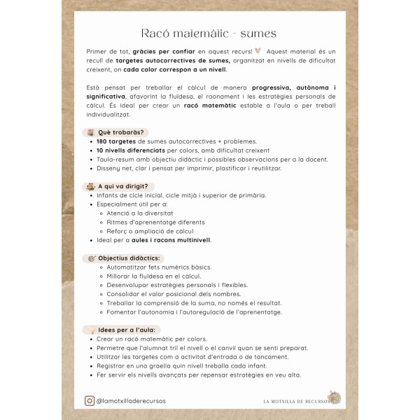 Racó matemàtic - 180 sumes autocorrectives