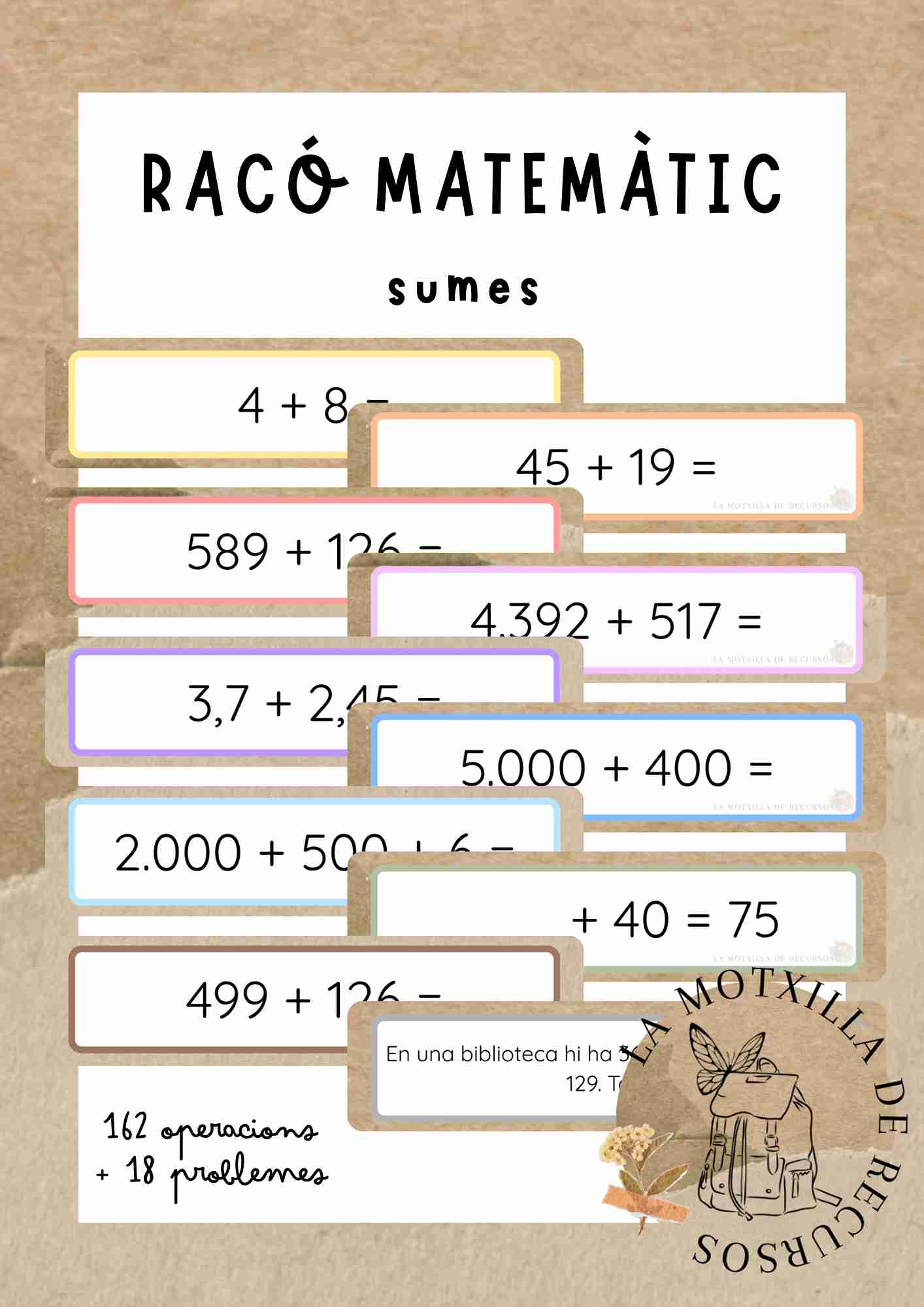 Racó matemàtic - 180 sumes autocorrectives