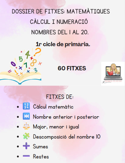 Dossier de Matemàtiques – Càlcul i Numeració 60 FITXES  DE MATES. NOMBRES DEL 1 AL 20.