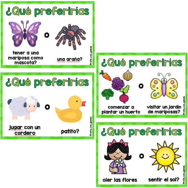 ¿Qué preferirías..? - Tarjetas de conversación - PRIMAVERA