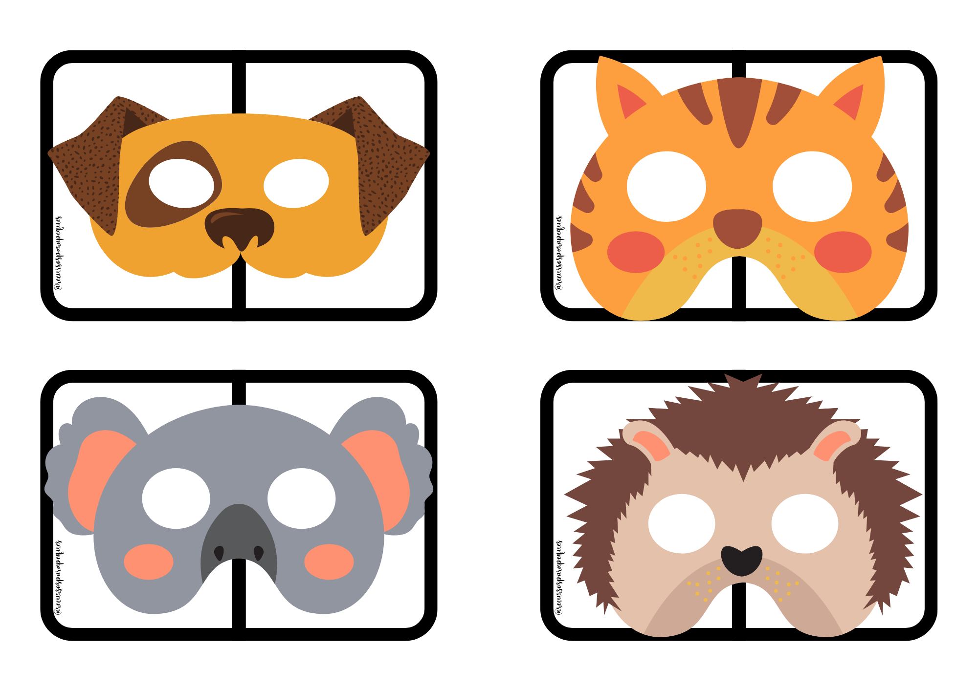 Profes Papel Tijera Mitades de antifaces y máscaras de animales