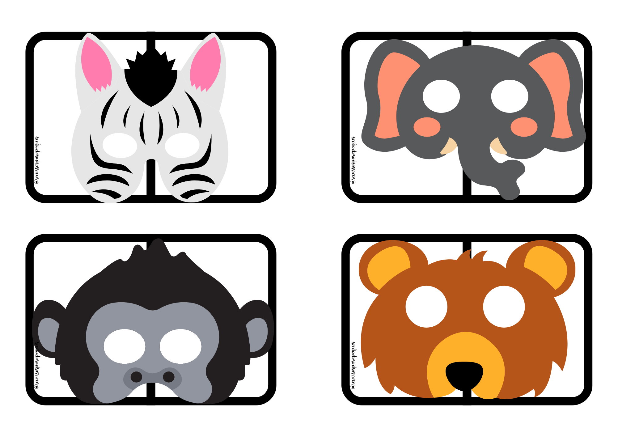 Profes Papel Tijera Mitades de antifaces y máscaras de animales