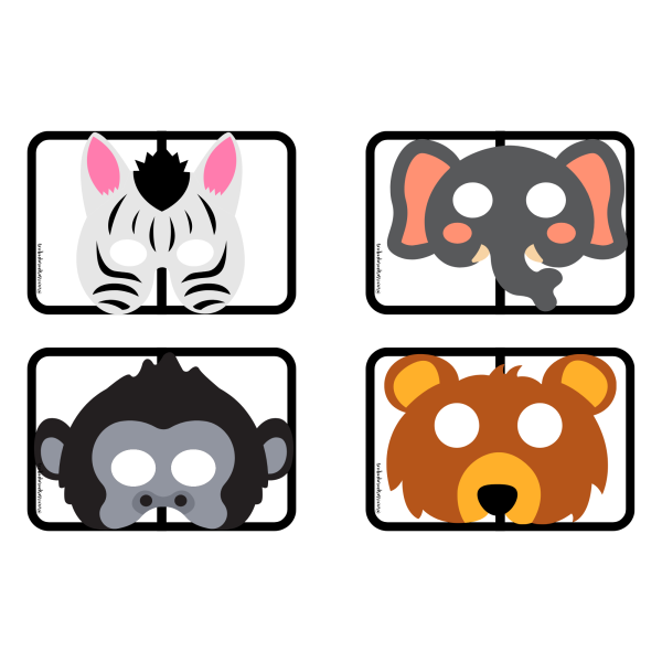 Mitades de antifaces y máscaras de animales