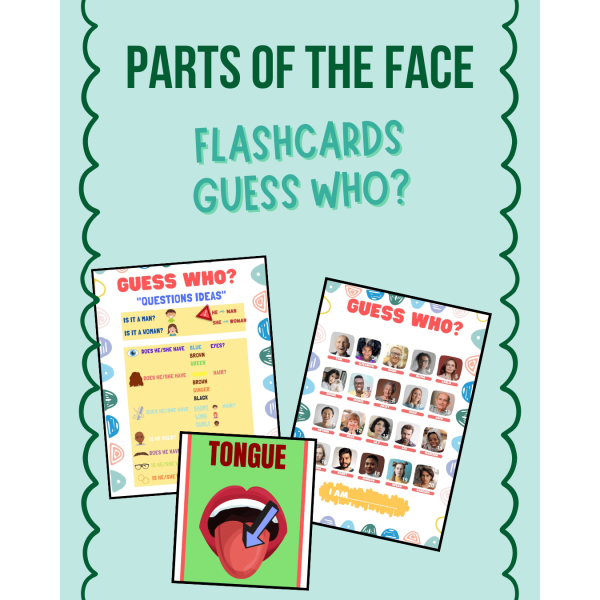 Parts of the Face: flashcards + Guess Who?
