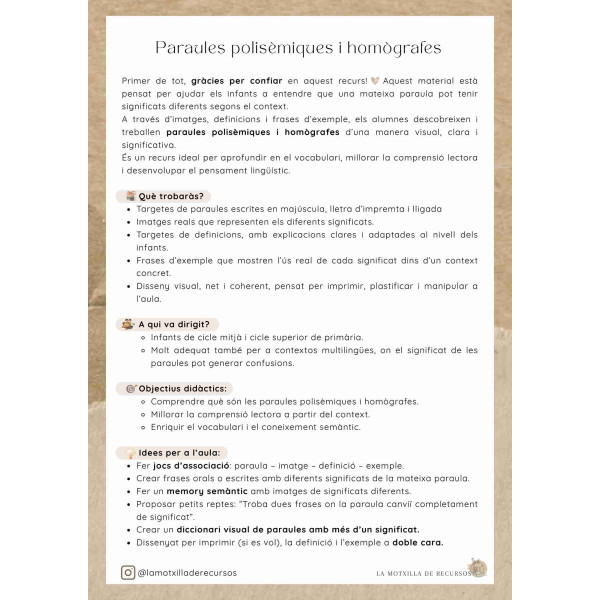 LLENGUA - MOSTRA. Polisèmia i homonímia