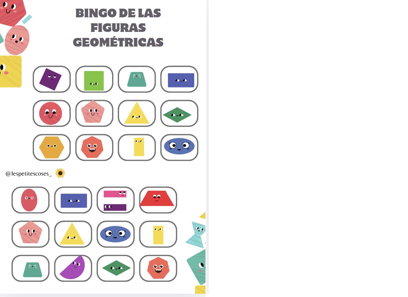 BINGO DE LAS FIGURAS GEOMÉTRICAS