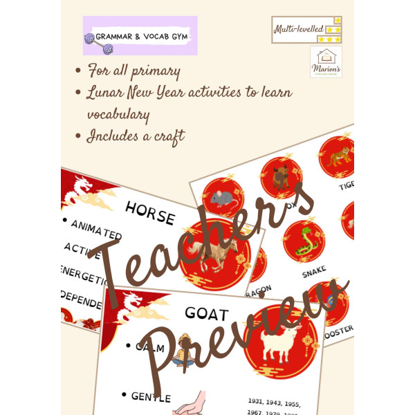 Lunar New Year Activities | Chinese Zodiac Animals| Vocabulary & Grammar