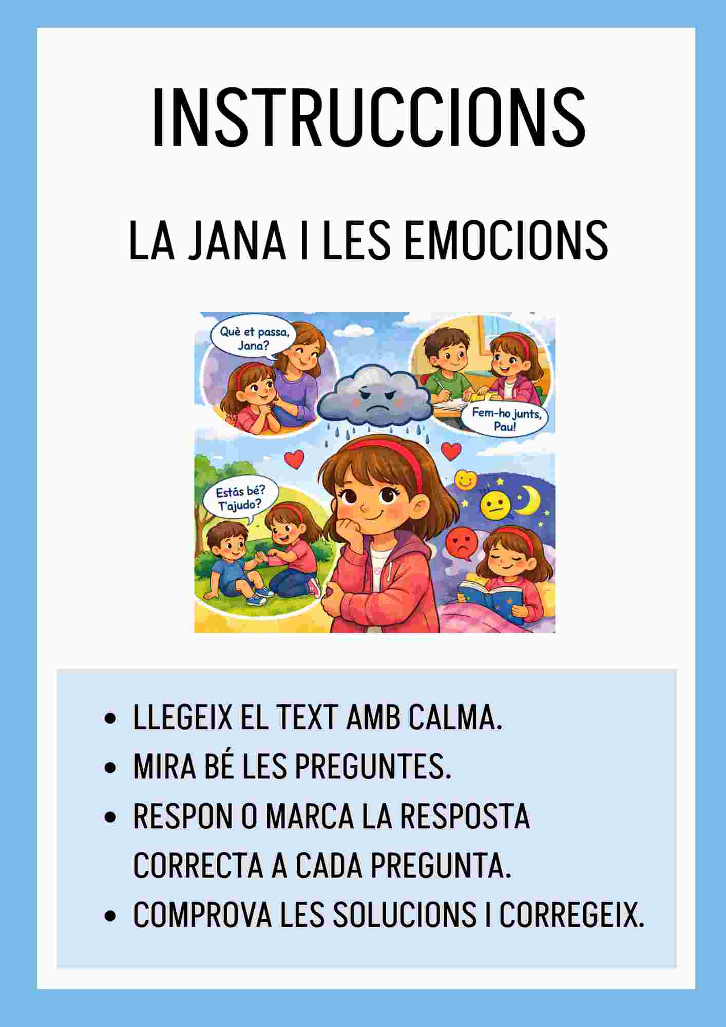 Comprensió lectora: la Jana i les emocions
