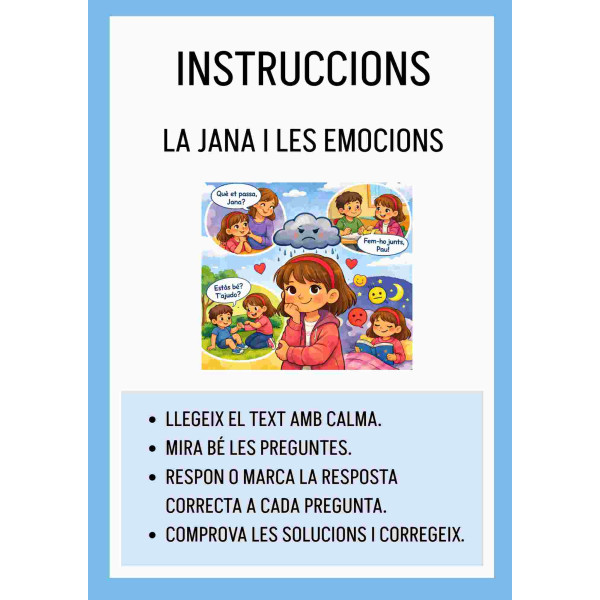 Comprensió lectora: la Jana i les emocions