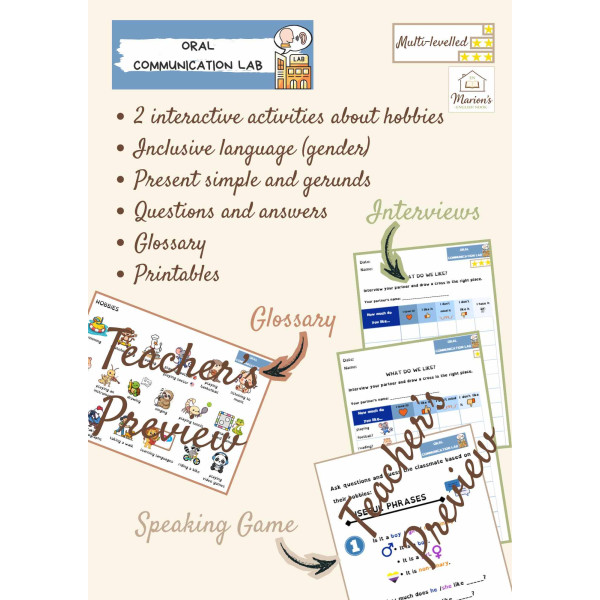 Hobbies Likes and Dislikes Speaking Activity & Game | Scaffolded