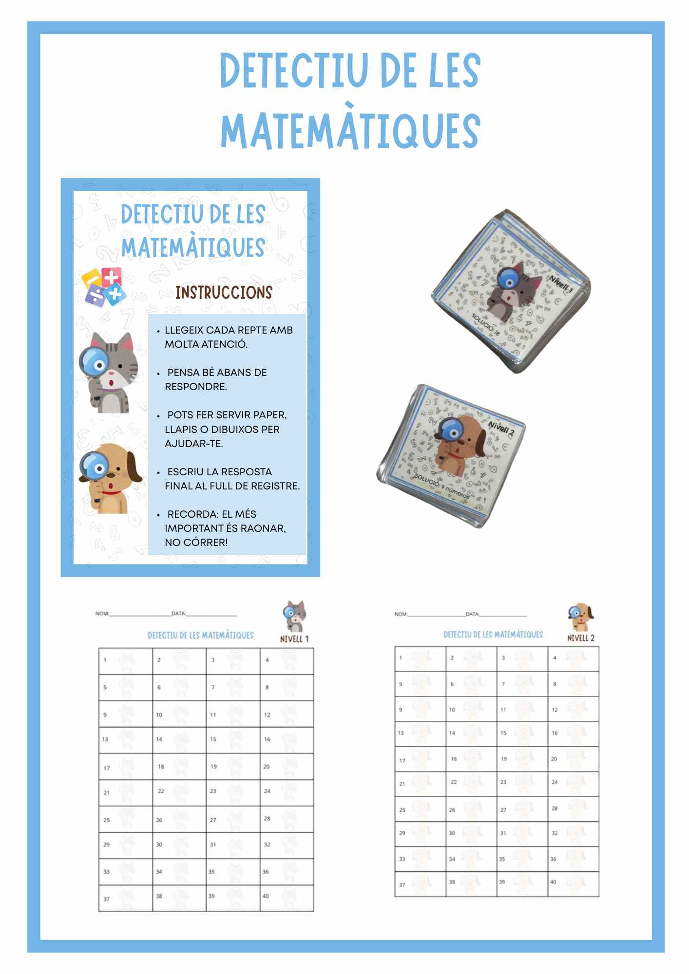 Problemes de càlcul de matemàtiques (2 nivells)
