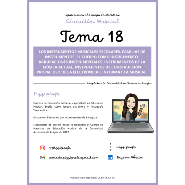 Tema 18 - Oposición al Cuerpo de Maestros de Educación Musical - Aragón Autora: pizziprofe