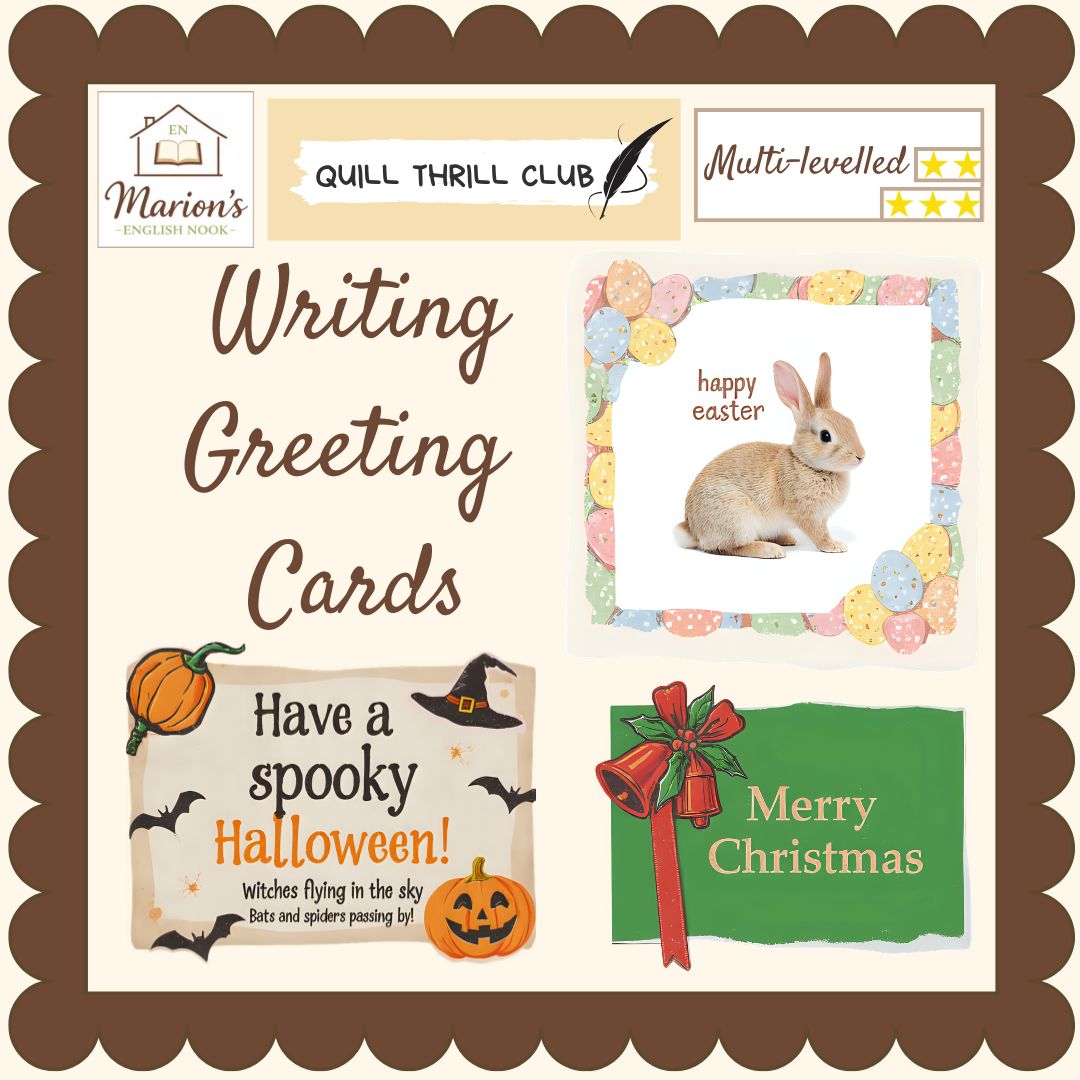 Differentiated Greeting Card Craft Writing Year-Round Holidays | Halloween, Christmas, Easter