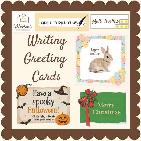 Differentiated Greeting Card Craft Writing Year-Round Holidays | Halloween, Christmas, Easter