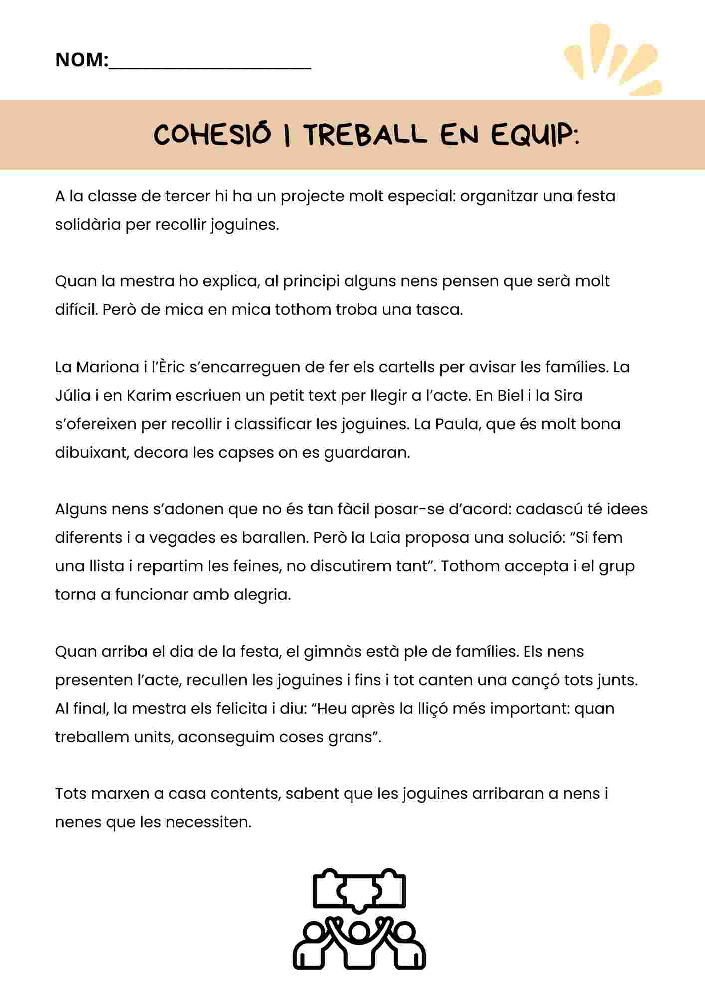 Comprensió lectora: Cohesió i treball en equip