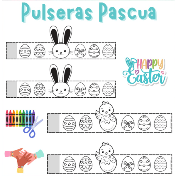 Pulseras de Pascua para colorear