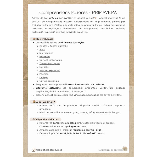 PRIMAVERA - CL. Tipologies textuals