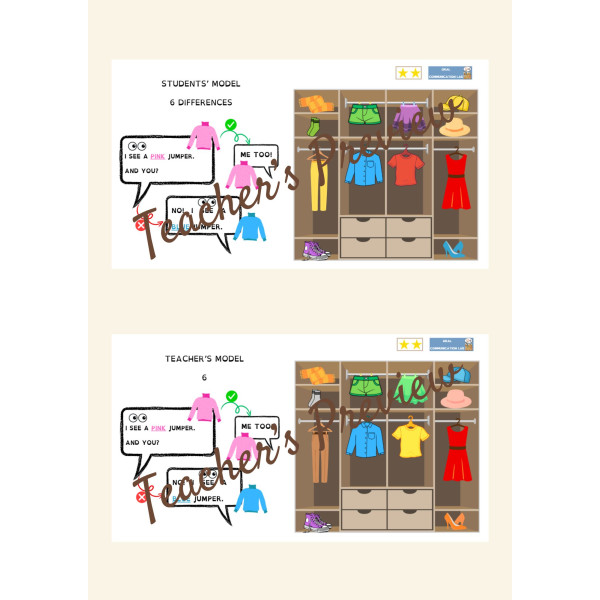 FREE Clothes & Colours Speaking Info Gap Activity | Find the Differences