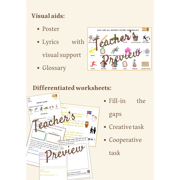 Jack and Jill Nursery Rhyme Activities | History & Differentiated Worksheets