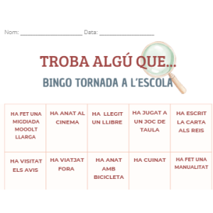 BINGO “TROBA ALGÚ QUE…” – Tornada a l’escola després de Nadal