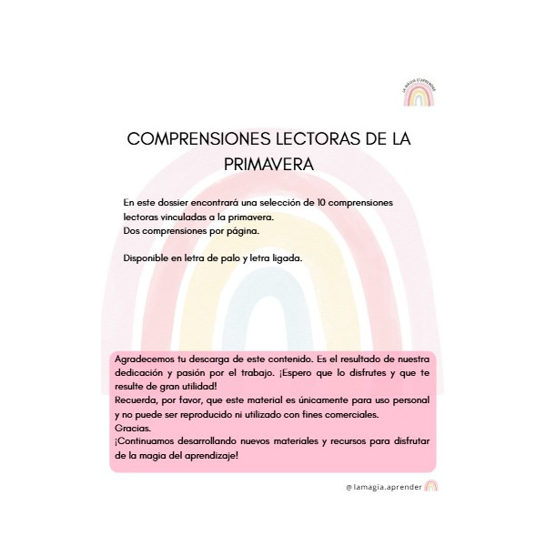 Comprensiones lectoras primavera