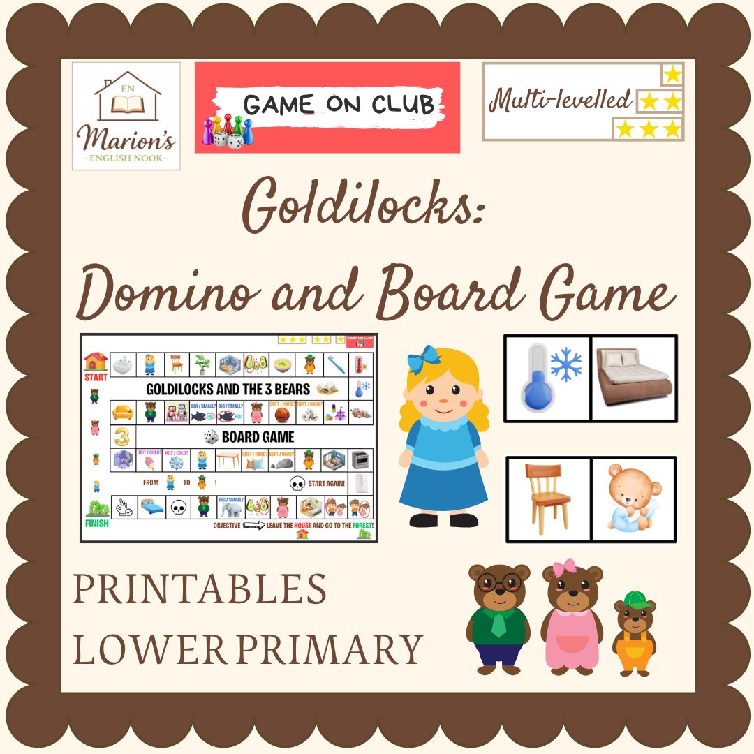 Goldilocks Board Game & Domino: Family, House & Opposites