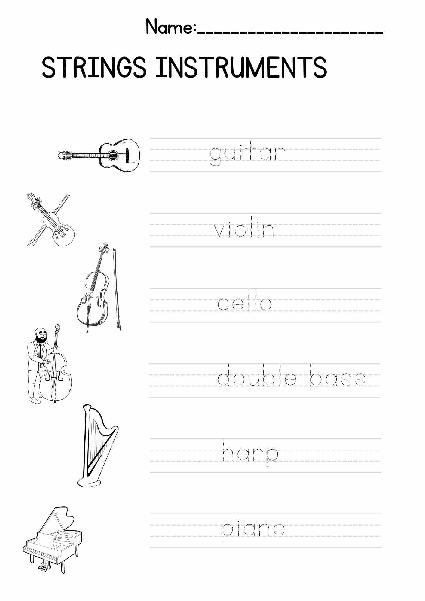 "Instruments families" handwriting