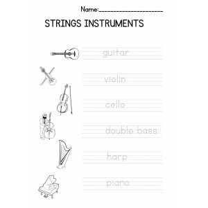 "Instruments families" handwriting