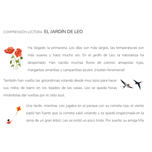 Comprension lectora - EL JARDÍN DE LEO