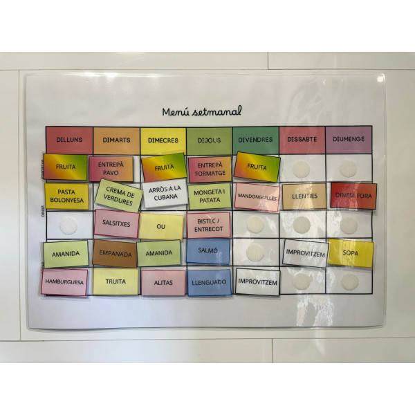 Menú setmanal amb velcro