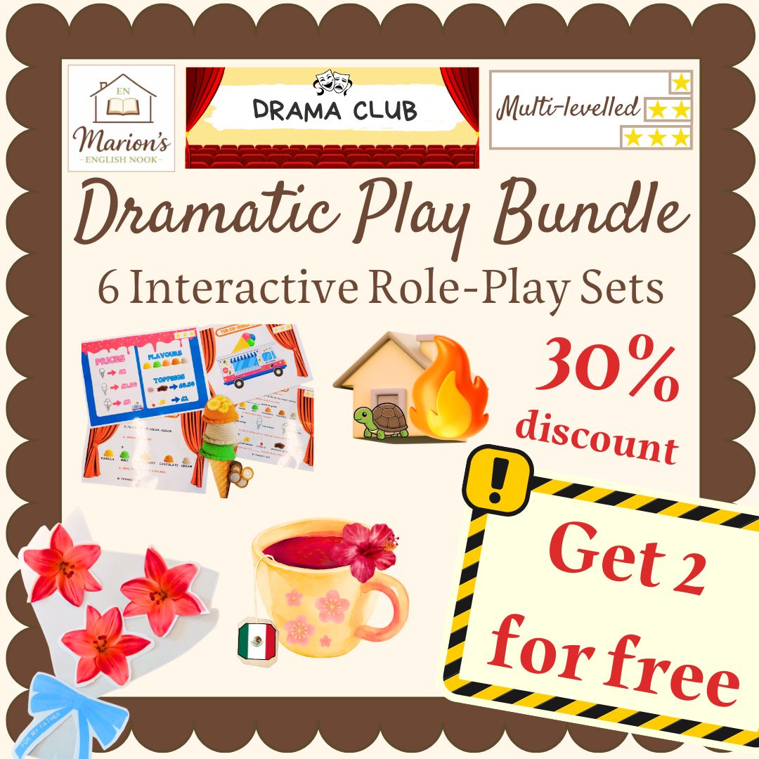 Dramatic Play Bundle (6 Role Play Sets) | Speaking Centers & Fast Finishers | Food, Shops, Community Helpers