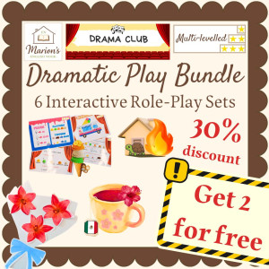 Dramatic Play Bundle (6 Role Play Sets) | Speaking Centers & Fast Finishers | Food, Shops, Community Helpers