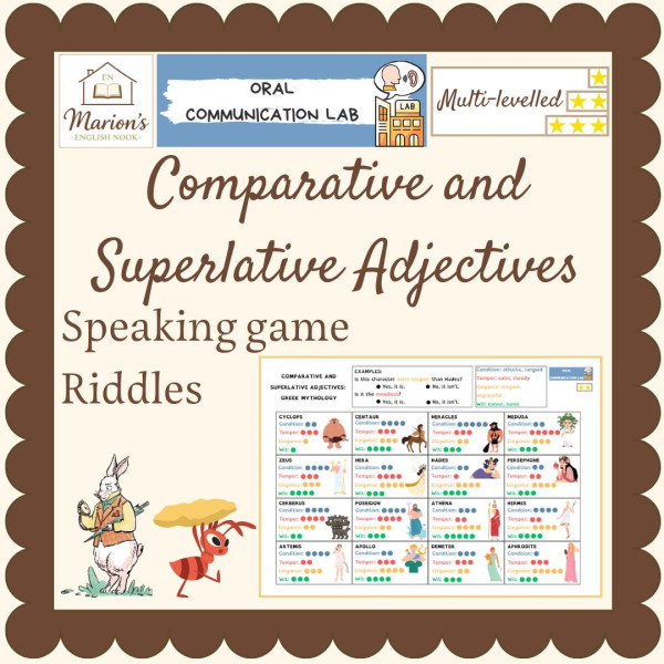 Comparative & Superlative Speaking Game: Differentiated Riddles & Guess Who | Fruit, Literary & Folk Characters, Animals, Mythology