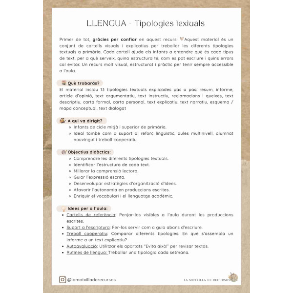 LLENGUA - MOSTRA. Tipologies textuals
