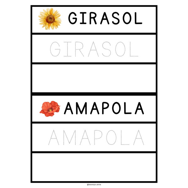 TARJETAS VOCABULARIO PRIMAVERA