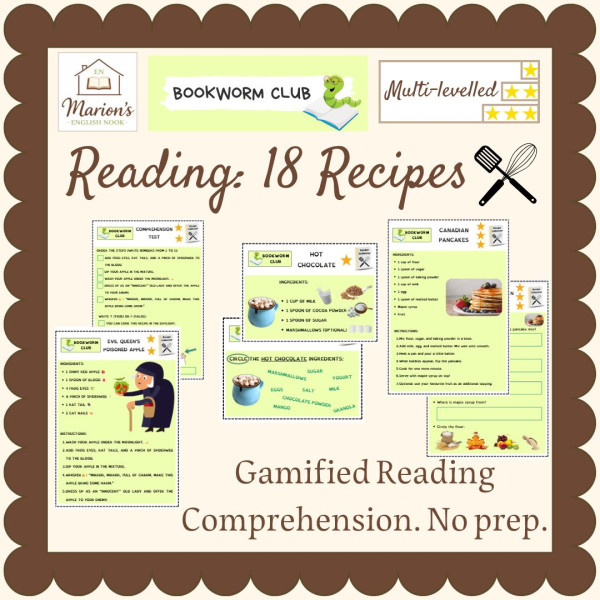 Food 18 Recipes Reading Comprehension | Differentiated No Prep Literacy Centers
