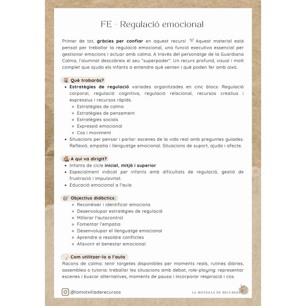 FUNCIONS EXECUTIVES - MOSTRA. Regulació emocional