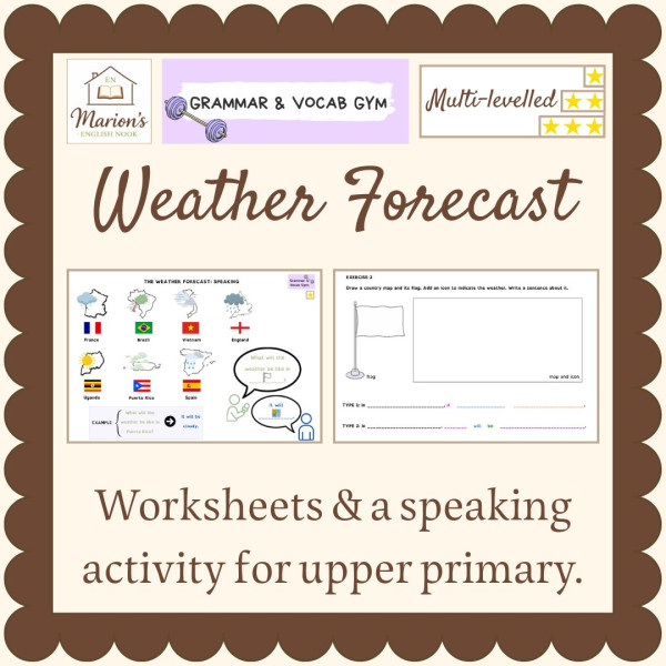 Weather Forecast Future Tense Will | Grammar & Vocab Differentiated Worksheets