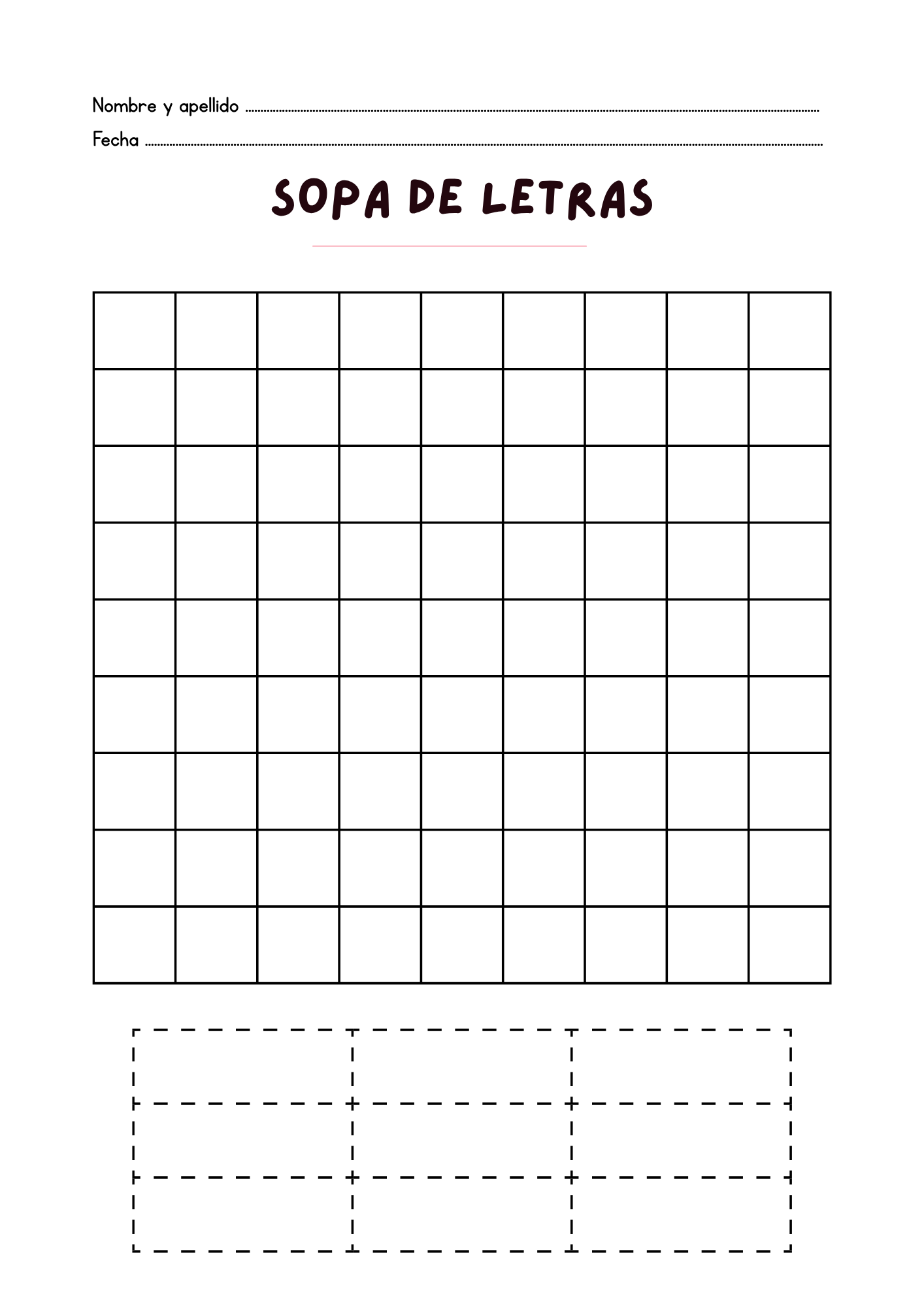 Plantilla sopa de letras