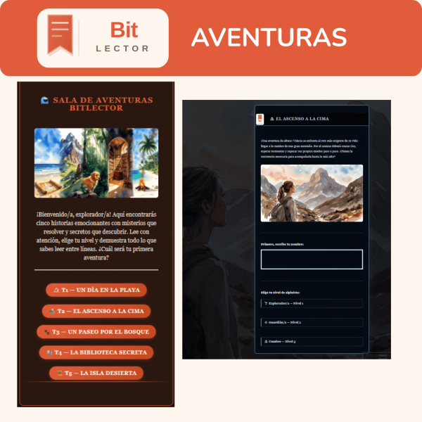BitLector | Comprensión lectora interactiva AVENTURAS· 3 niveles diferenciados