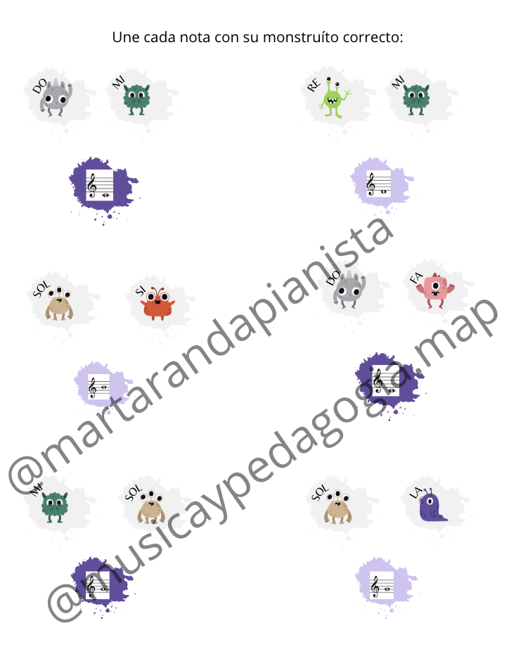 Notas musicales. Fichas para peques