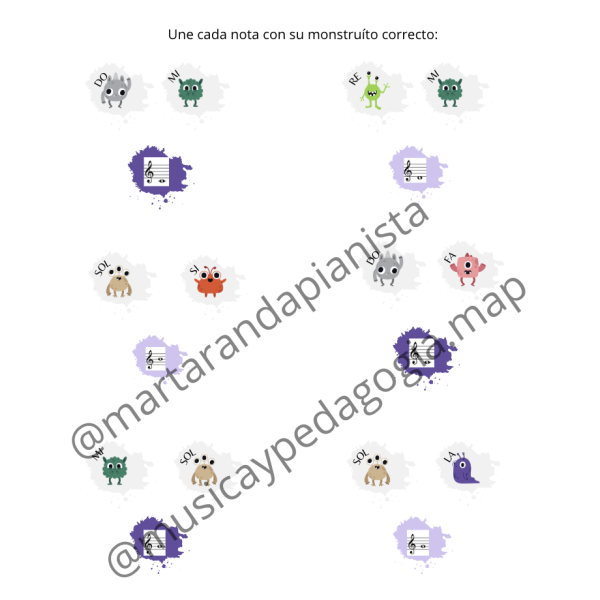 Notas musicales. Fichas para peques