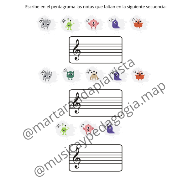 Notas musicales. Fichas para peques