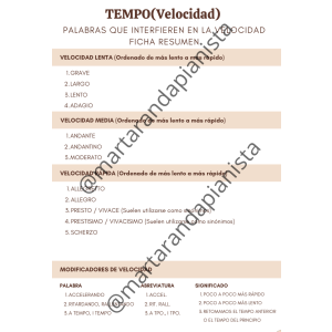 Tempo. Fichas de ejercicios.