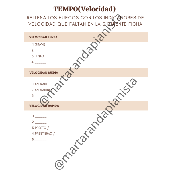 Tempo. Fichas de ejercicios.